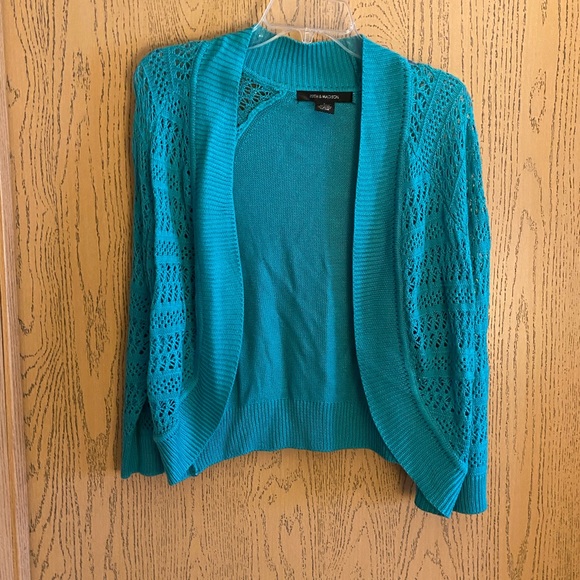 Sweaters - 89th & Madison Teal Lightweight Sweater Cardigan, Size L